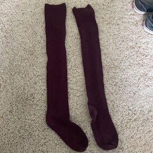Burgundy thigh high socks